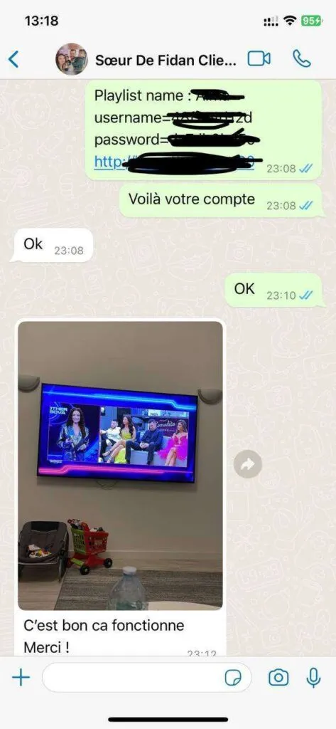 Real subscriber feedback on WhatsApp praising 4K streaming quality and server speed